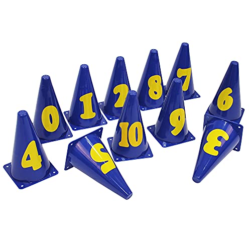 Fortuna Markierungskegel-Set | 23 cm hoch | mit Zahlen (11-teilig) oder Buchstaben (26-teilig) | Blau (Zahlen) von Fortuna
