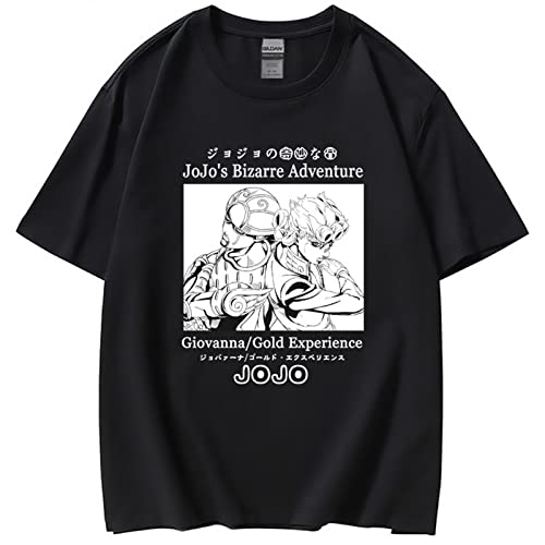 Fosike T-Shirt Herren/Damen, Jojos Bizarre Adventure Giorno Giovanna Golden Experience Print T-Shirts Sommer, Kurzarm T-Shirt Mit Rundem Hals-Black||XS von Fosike