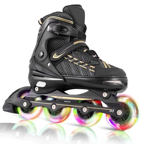 Fotoumgl Rollerblades für Erwachsene und Kinder, verstellbare Inline-Skates mit leuchtenden Rädern, Outdoor-Anfänger-Rollerblades für Mädchen, Jungen, Damen, Herren von Fotoumgl