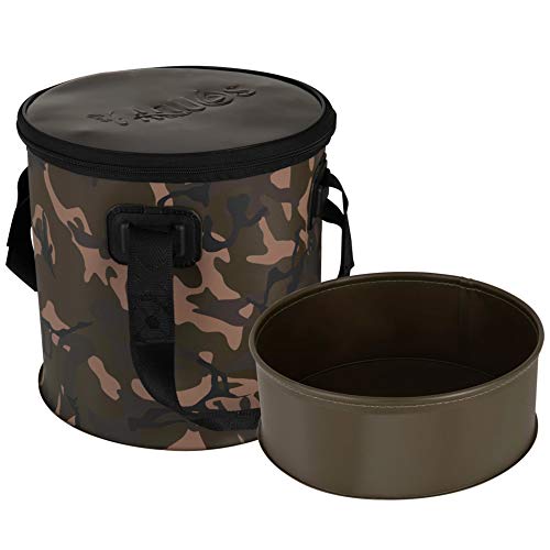 Fox Aquos Camolite Bucket and Insert 12L 29x28cm - Futtereimer für Karpfenfutter, Boilieeimer, Angeleimer für Grundfutter von Fox