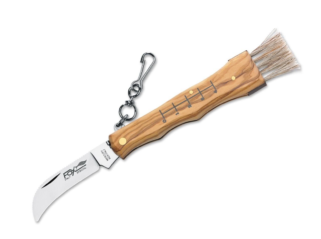 Fox Knives Taschenmesser Funghi Olive Pilzmesser mit Bürste klappbar, Pinzette von Fox Knives