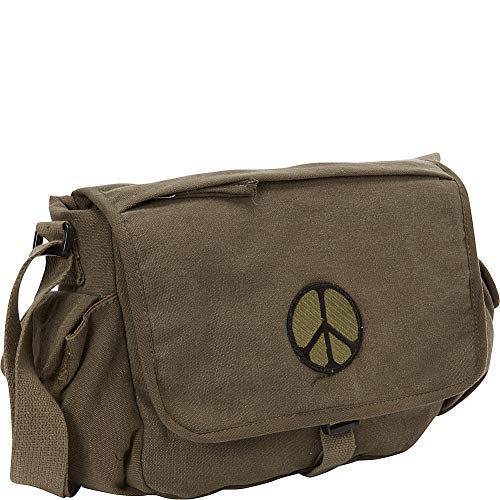 Fox Outdoor Produkte Retro Messenger Bag, Unisex, Peace Emblem Olive Drab von Fox Outdoor