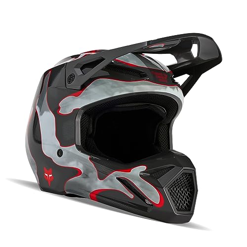 Fox Racing V1 Motocross-Helm, Atlas Grau/Rot, Größe S von Fox Racing