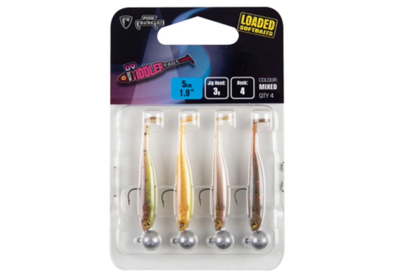 Fox Rage Kunstköder Fox Rage Micro Tiddler Fast Mixed UV Colour 5cm 3g - 4 Gummifische Fox Rage Kunstköder Fox Rage Micro Tiddler Fast Mixed UV Colour 5cm 3g - 4 Gummifische von Fox Rage