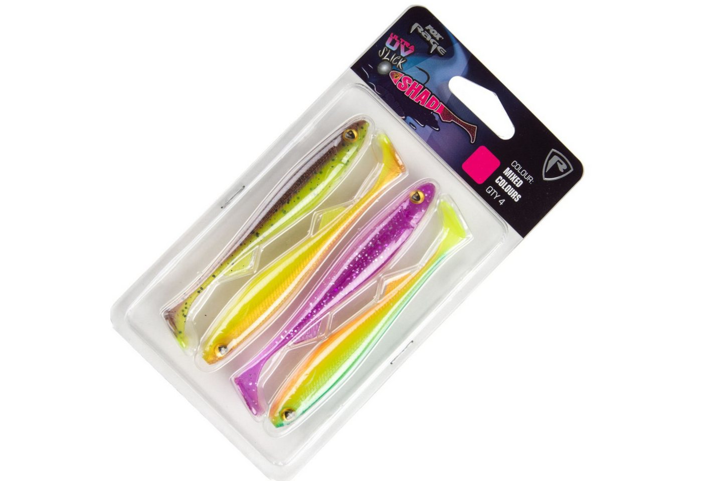 Fox Rage Kunstköder Fox Rage Slick Shad UV Mixed Colour Pack - 4 Gummiköder Fox Rage Kunstköder Fox Rage Slick Shad UV Mixed Colour Pack - 4 Gummiköder von Fox Rage