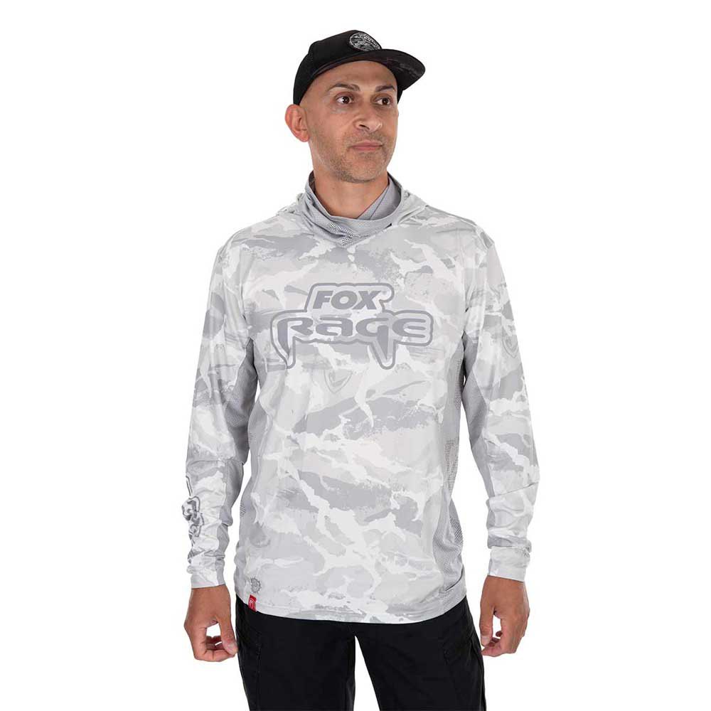 Fox Rage Uv Light Uv Hooded Long Sleeve T-shirt Grau L Mann von Fox Rage