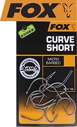 Fox Edges Armapoint Curve Shank Short Hooks - 10 Karpfenhaken, Angelhaken zum Karpfenangeln, Haken für Karpfen, Boiliehaken, Größe:4 von Fox