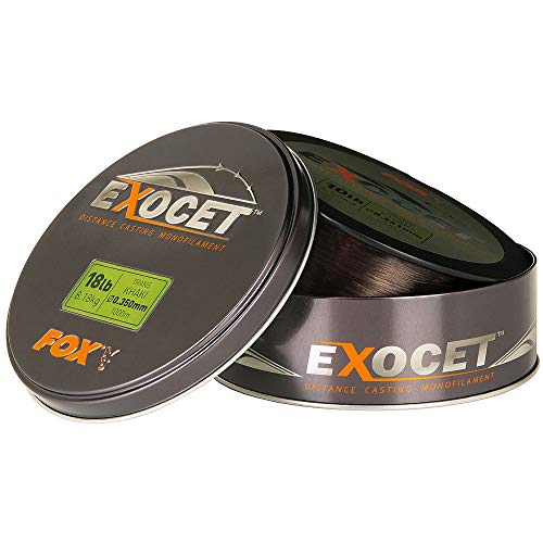 Fox Exocet Mono Trans Khaki Karpfenschnur 1000m, Angelschnur, monofile Schnur zum Karpfenangeln, Schnüre für Karpfen, Durchmesser/Tragkraft:0.37mm / 9.09kg Tragkraft von Fox