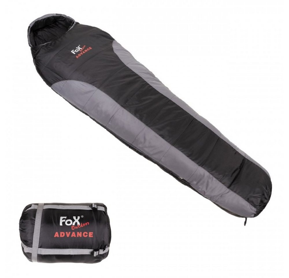FoxOutdoor Mumienschlafsack Mumienschlafsack Advance", schwarz/grau (Packung), verstellbarer Schulterbereich" von FoxOutdoor