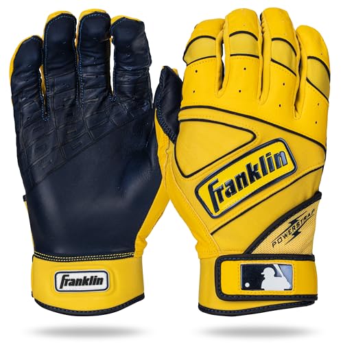 Franklin Sport MLB Baseball-Schlaghandschuhe Powerstrap für Erwachsene und Jugendliche, Baseball-Schlaghandschuhe für Männer und Frauen, Softball-Handschuhe für Jungen und Mädchen, Gelb von Franklin Sports