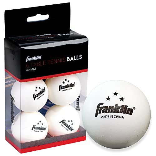Franklin Sports Tischtennisbälle – 3 Sterne Offizielle Größe + Gewicht 40 mm Tischtennisbälle – DREI Sterne Professionelle Tischtennisbälle – Langlebige Hochleistungsbälle – Weiß – 6 Stück von Franklin Sports