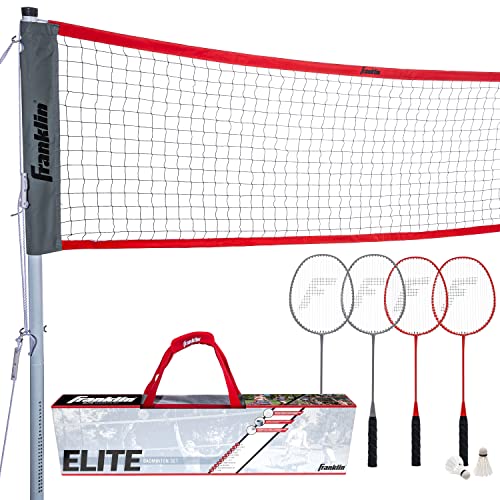 Franklin Sports Elite Badminton Net Set - Includes Badminton Rackets, Poles/Net, Stakes, Ropes, Boundary Kit - Beach or Backyard Volleyball Badminton- Easy Setup von Franklin Sports