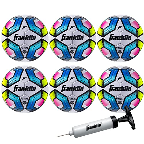 Franklin Sports Unzutreffend 6PK W Off Futsal BLL DFL mit Pumpe, 6 Stück, Weiß/Blau/Limettengrün, 4 von Franklin Sports