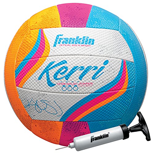 Franklin Sports Kerri Walsh Beach+Outdoor Volleyball - Offizielle Größe + Gewicht - Softcover Volleyball für Kinder + Erwachsene - mit Pumpe + Nadel im Lieferumfang enthalten von Franklin Sports