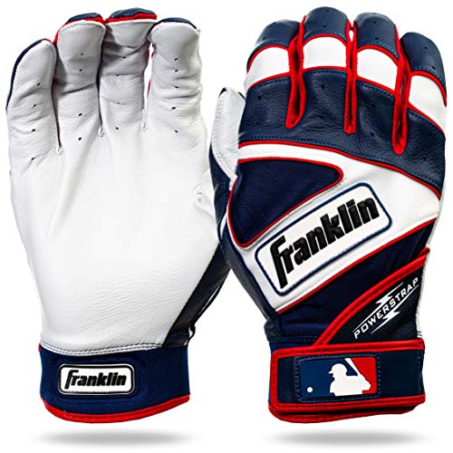 Franklin Sports MLB Powerstrap Baseball-Handschuhe, Pearl/Navy/White, Erwachsene Large von Franklin Sports