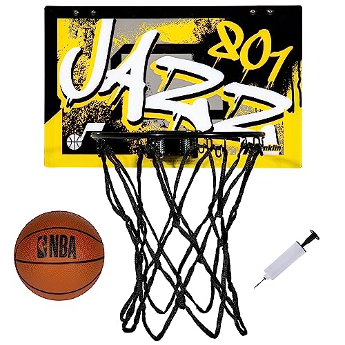 Franklin Sports NBA Utah Jazz Basketballkorb über der Tür – Kinder Indoor Basketballkorb mit Mini-Basketball – NBA Fan Shop Mini-Reifen für Schlafzimmer + Büro – Mini-Hoop-Set über der Tür von Franklin Sports