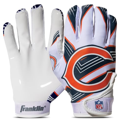 Franklin Sports NFL Chicago Bears Youth Receiver Handschuhe, Weiß, Größe M von Franklin Sports