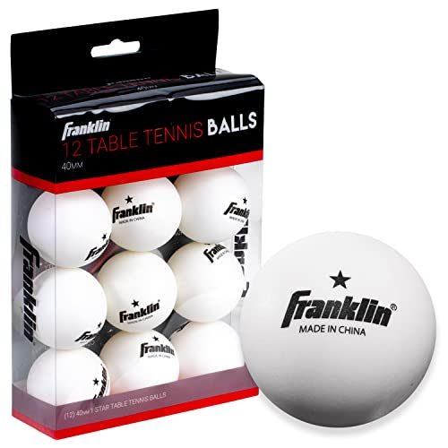 Franklin Sports Ping Pong Balls – offizielle Größe + Gewicht weiße 40 mm Tischtennisbälle – One Star Professional Ping Pong Balls – langlebige Hochleistungs-Tischtennisbälle – Weiß – 12 Stück von Franklin Sports