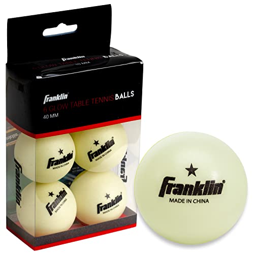 Franklin Sports Glow in The Dark Ping Pong Balls – Offizielle Größe + Gewicht 40 mm Tischtennisbälle – One Star Glow in The Dark Ping Pong Balls – langlebige Hochleistungsbälle – Grün – 6 Stück von Franklin Sports