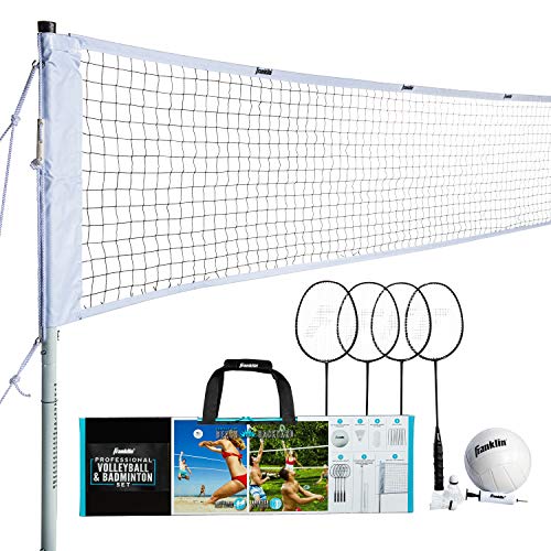 Franklin Sports Unisex-Erwachsene Combo Professional Volleyball Badminton-Kombi-Set, Weiß von Franklin Sports