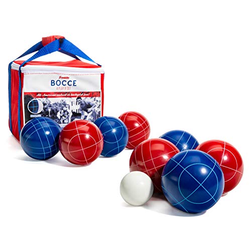 Franklin Sports Unisex-Erwachsene Rot, Weiß, Blau Pallino – komplettes, spielfertiges Boccia-Ball-Set – perfekt für Rasenspiele, Strandspiele und mehr, Einheitsgröße von Franklin Sports