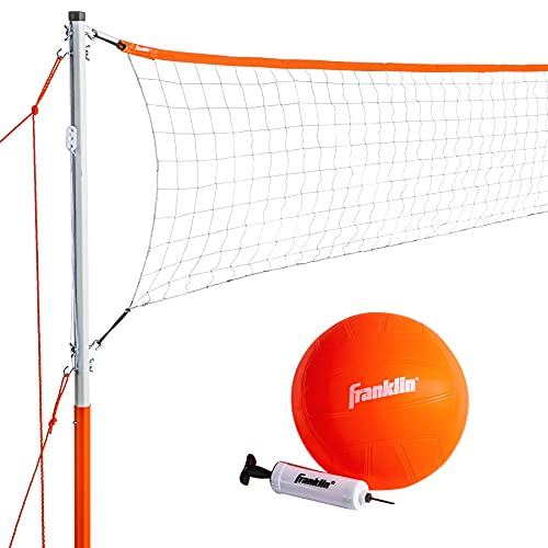 Franklin Sports Unisex-Erwachsene Volleyballnetz Starter Set-Enthält PVC Pumpe, Verstellbares Netz, Heringe, Seile-Strand oder Hinterhof Volleyball-Einfache Einrichtung, Orange, Einheitsgröße von Franklin Sports