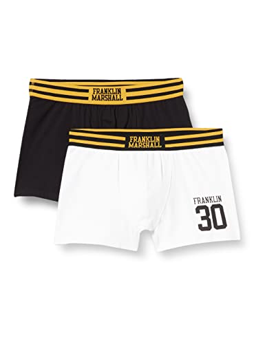 Franklin & Marshall Herren Boxer-I101294 Boxershorts, White/Black/Gold, M , 2er Pack von Franklin & Marshall