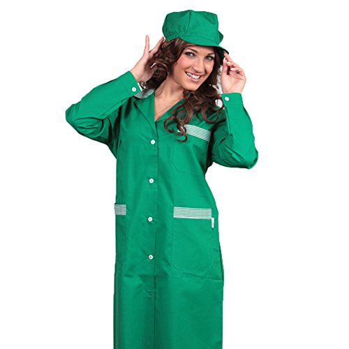 Damenkittel zweifarbig, für Arbeit, Reinigung, häusliche Tätigkeiten, Fabrikarbeiten im Lebensmittelbereich S grün von Fratelliditalia