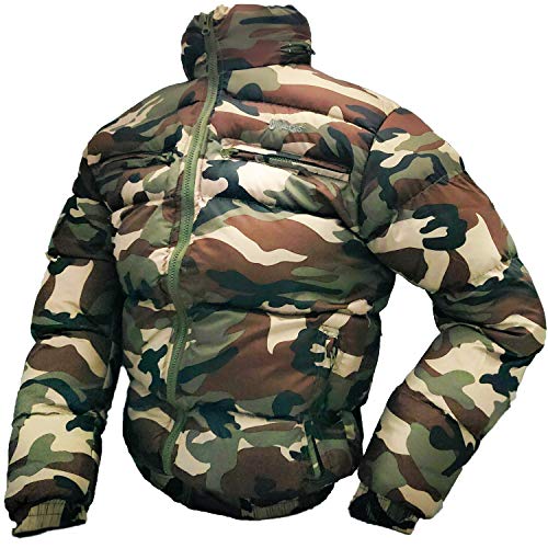 Fratelliditalia Bomberjacke für den Winter, gesteppt, für Herren, Camouflage, gepolstert, wasserdicht, versteckte Kapuze, 4 Taschen, 1 große Rückseite, 1 Innenseite, elastischer Bund und Ärmelbündchen von Fratelliditalia