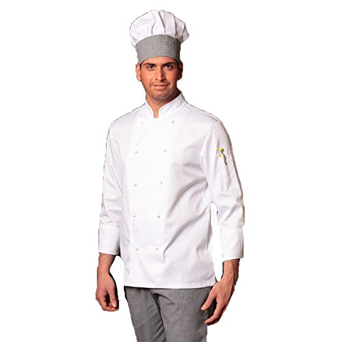 Komplett Weiß Koch-Jacke und Hose von Küche Salz und Pfeffer mit Hut, Small von Fratelliditalia