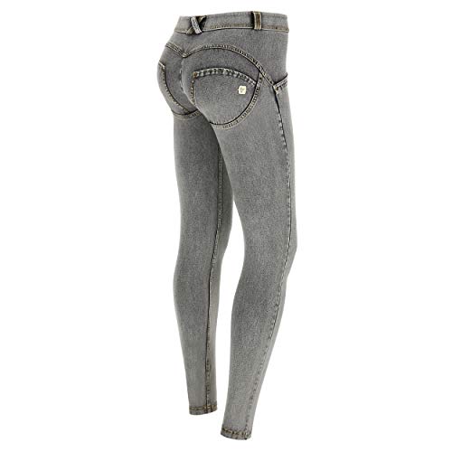 FREDDY Damen Skinny Jeans, , Grau (Jeans Grigio/Cuciture Gialle J3y), Gr. 42 (Herstellergröße:X-Large) von Freddy
