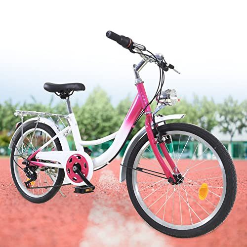 Kinderfahrrad 20“, Rosa 6-Gang Kinder Mädchen Fahrrad Kinderrad Classic Laufrad Cityräder für 7-10 Jahre alt von Frederimo