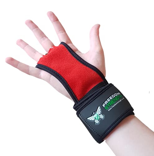 Freedomstrength Handflächenschutz für Gymnastik, mit gepolsterter Handgelenkschlaufe, Rot, Größe S von Freedom Strength