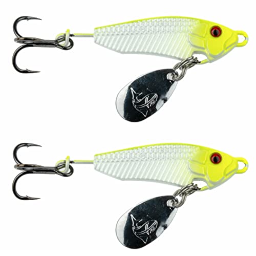 Freedom Tackle Freedom Flash Veritcal Jig mit bauchmontierter Indiana-Klinge | 5/907.2 g, Chartreuse Shad, 2er-Pack (PN: 67105-2PK) von Freedom Tackle
