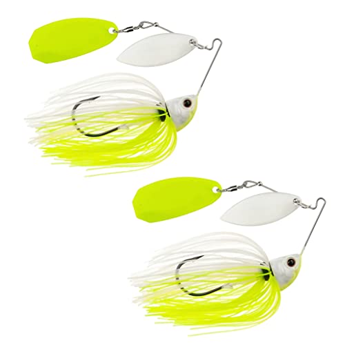 Freedom Tackle Speed Freak Compact Smallmouth Spinnerbait mit Kilterklinge, 1/4 Unzen, Chartreuse Pearl, 2er-Pack (PN: 52108-2PK) von Freedom Tackle