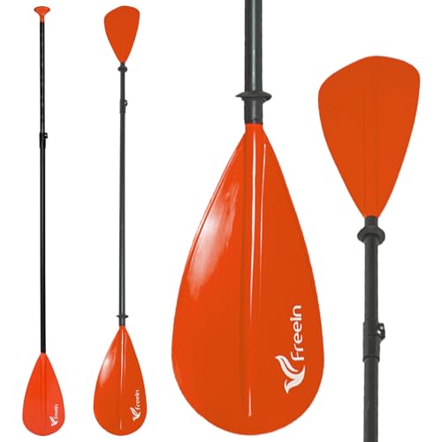 Freein Doppel-SUP-Paddel - Schwimmendes verstellbares 2-in-1 SUP/Kayak-Paddel - 4-teiliges verstellbares Aluminium-Paddel,Orange von Freein