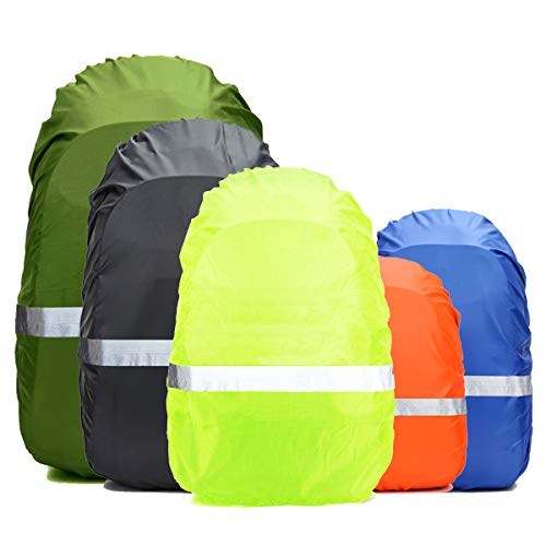 Frelaxy Hi-Visibility Rucksack Regenschutz mit reflektierendem Streifen, 100% wasserdicht, ultraleicht, Aufbewahrungstasche, Anti-Rutsch-Kreuzschnallen-Gurt, für Wandern, Camping, Outdoor, Reisen von Frelaxy