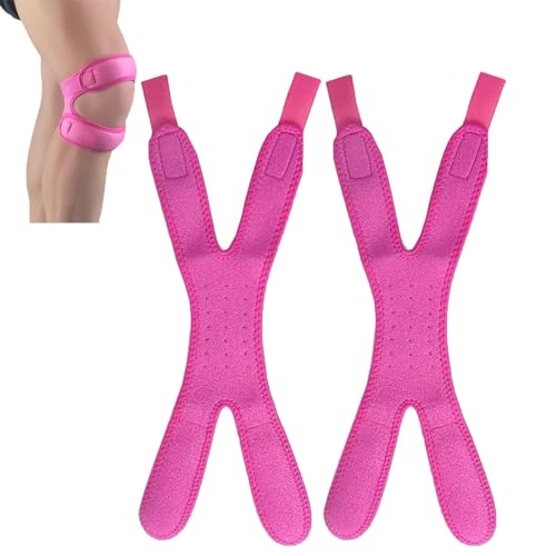 Linamas Kniebandage für Männer und Frauen, verstellbare Kniemanschette, Knieschmerzlinderung und Patella-Stabilisierungsorthese, doppelte Patella-Kniebänder, Sehnenstützgurt zum Laufen (2Pcs,Pink) von Frenaki