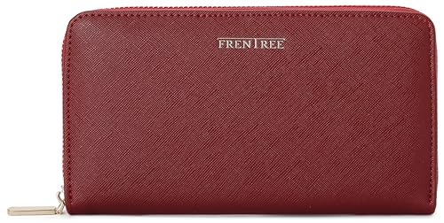 Frentree® Clutch Geldbörse Damen - Portemonnaie Damen 100% veganes Leder mit 16 Kartenfächern und Smartphonefach Herbst- und Winterfarben - Merlot von Frentree