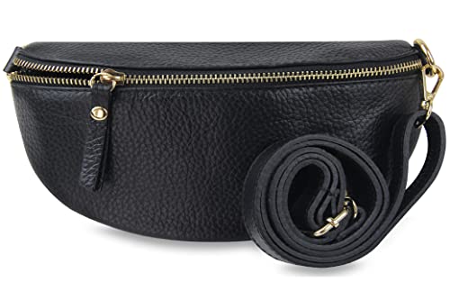 Frentree® Damen Echtleder Umhängetasche, Made in Italy, Crossbody Tasche Schultertasche mit goldenem Reißverschluss, Größe MIDI von Frentree