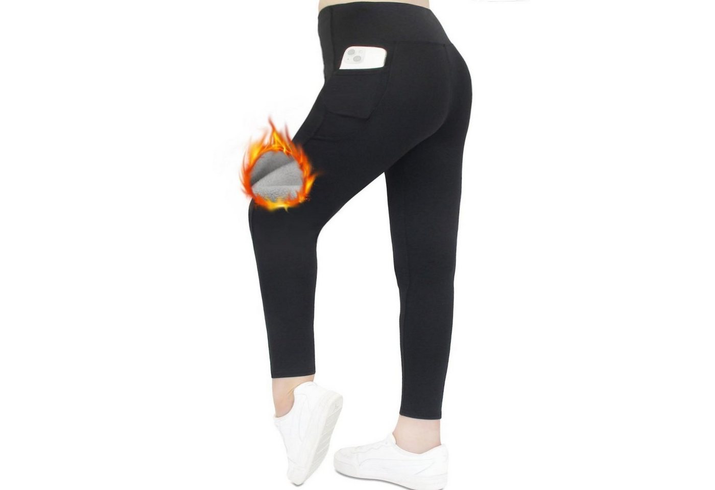 Frentree Thermoleggings Übergößen Damen mit Fleece Gefütterte Thermo Leggins Plus Size für Winter High Waist Strumpfhose Kuschelig Warm Elastisch Sport von Frentree