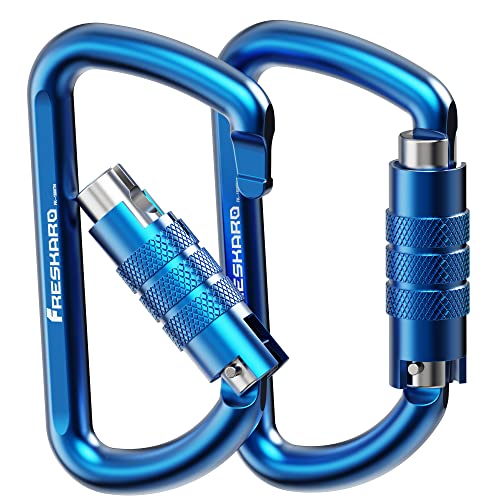 FresKaro 3inch Twist Locking Karabiner-Clips, Gewichtsklasse 1224kg, Auto-Lock Aluminium Karabiner, für Hängematten, Yoga Swing, Camping, Schlüsselbund, Sichere Hunde (Blau) von FresKaro