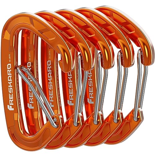 FresKaro Karabiner Haken-Karabinerhaken, 8kN Karabina mit Feder, Orange, 5 Stück von FresKaro