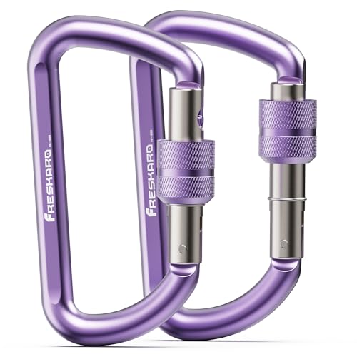 Freskaro 12kn Vielseitiger Karabinerhaken Groß & Klein: Schlüssel Karabiner, Großer Karabinerhaken mit Schraubverschluss, Sicherheitskarabiner - Ideal für Alltag & Mehr. Lila Carabiner 2St von FresKaro