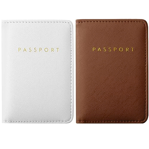 2 Stück Braut Reisepasshüllen Halter Reise Brieftasche Reisepass Fall, braun / weiß, 11 x 14 cm/ 4.33 x 5.51 inches von Frienda