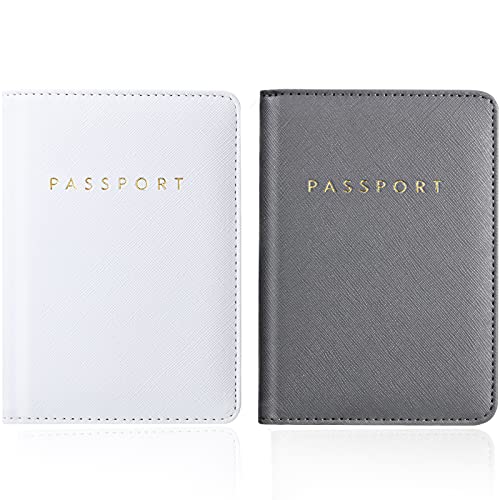 2 Stück Brautpasshüllen Halter Reisebrieftasche Reisepasshülle, weiß und grau, Reisebrieftasche von Frienda