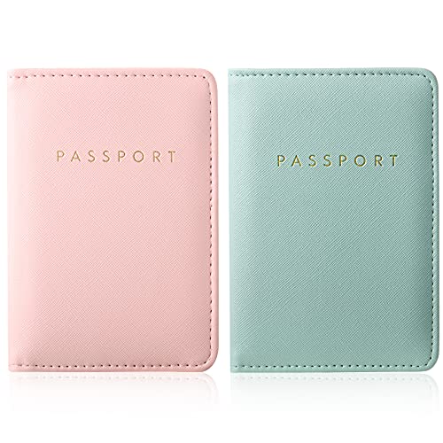 2 Stücke Braut Reisepasshüllen Halter Reise Brieftasche Reisepasshülle (Rosa und Grün) von Frienda