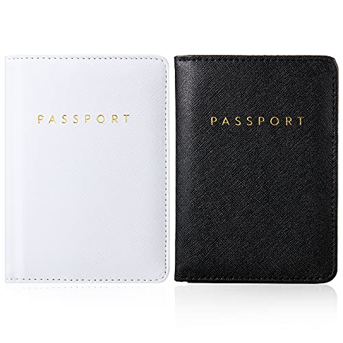 2 Stücke Braut Reisepasshüllen Halter Reise Brieftasche Reisepasshülle (Weiß und Schwarz) von Frienda