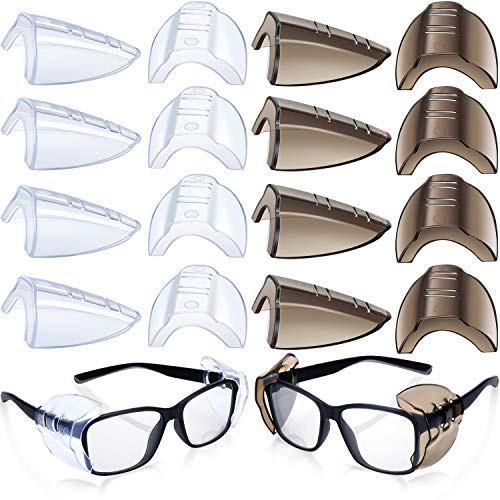 8 Paare Sicherheit Auge Brillen Seitenschutz Rutsch Klar Flexible Schlüpfen Schild Geeignet Kleine Mittelgroße Brillen Mehr Schutz für Schutzbrillen(Transparent und Schwarz) von Frienda