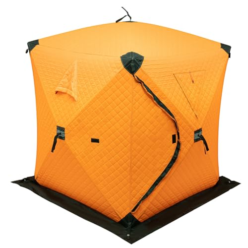 Tragbares Freistehend Zelt für Angler 1-2 Personen zum Eisfischen Unterstand Ultraleicht & kleines Packmaß - Trekkingzelt - Camping - Festival - Biketour - Motorrad - Angelzelt Ideal (Orange) von Froulaland